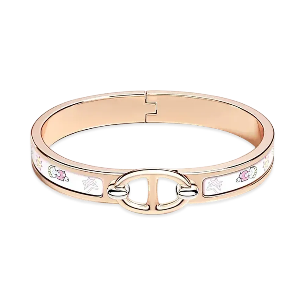 Hermes Mini Clic Chaine D'ancre Funny Ice Cream Bracelet "Jasmin/Pink Gold"