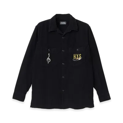 HYSTERIC GLAMOUR BREAK IT UP Embroidered Open Collar Shirt "Black"