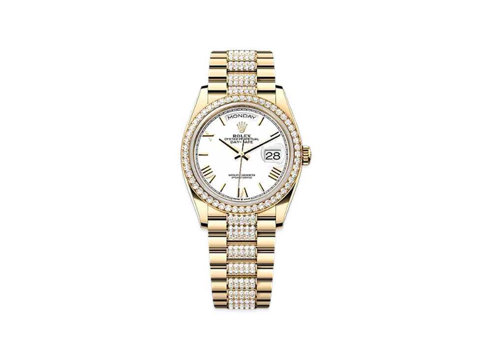 ROLEX Day-Date 36mm Yellow Gold Diamond 128348RBR "White"