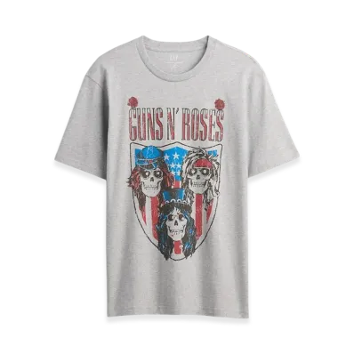 GAP Guns N' Roses Relaxed Graphic T-Shirt "Light Heather Grey"