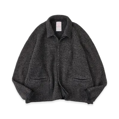 NICENESS B.Ben Wool Chambray Beach Knit Jacket "Gray"