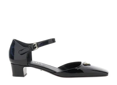 PRADA Women's Logo Patent Pumps "Black"