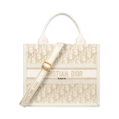 Dior Small Dior Book Tote Dior Oblique Embroidery with Metallic Thread and Calfskin (26.5 x 22 x 14 cm) ""