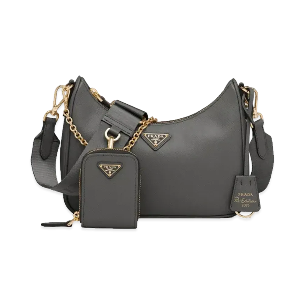 PRADA Re Edition 2005 Saffiano Leather Bag "Slate Gray"