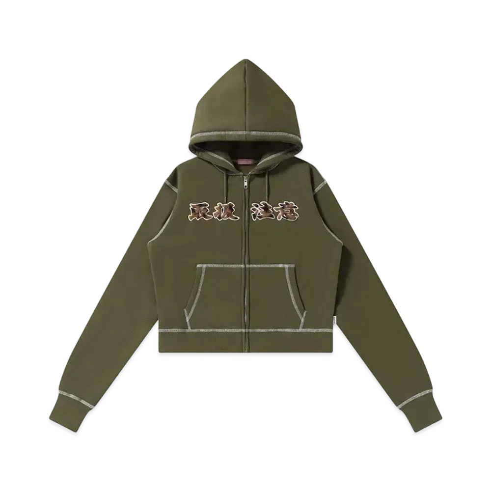 BlackEyePatch HWC Fur Patched Double Stitch Zip Hoodie "Khaki"