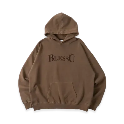 BLESS U Pigment Logo Hoodie "Brown"