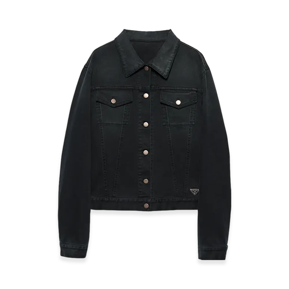 PRADA Women's Denim Blouson Jacket "Black"