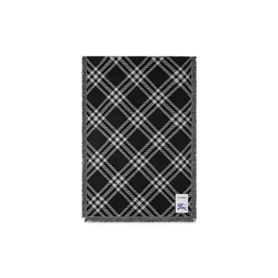 Burberry Wide Check Wool Silk Scarf "Black/Calico"
