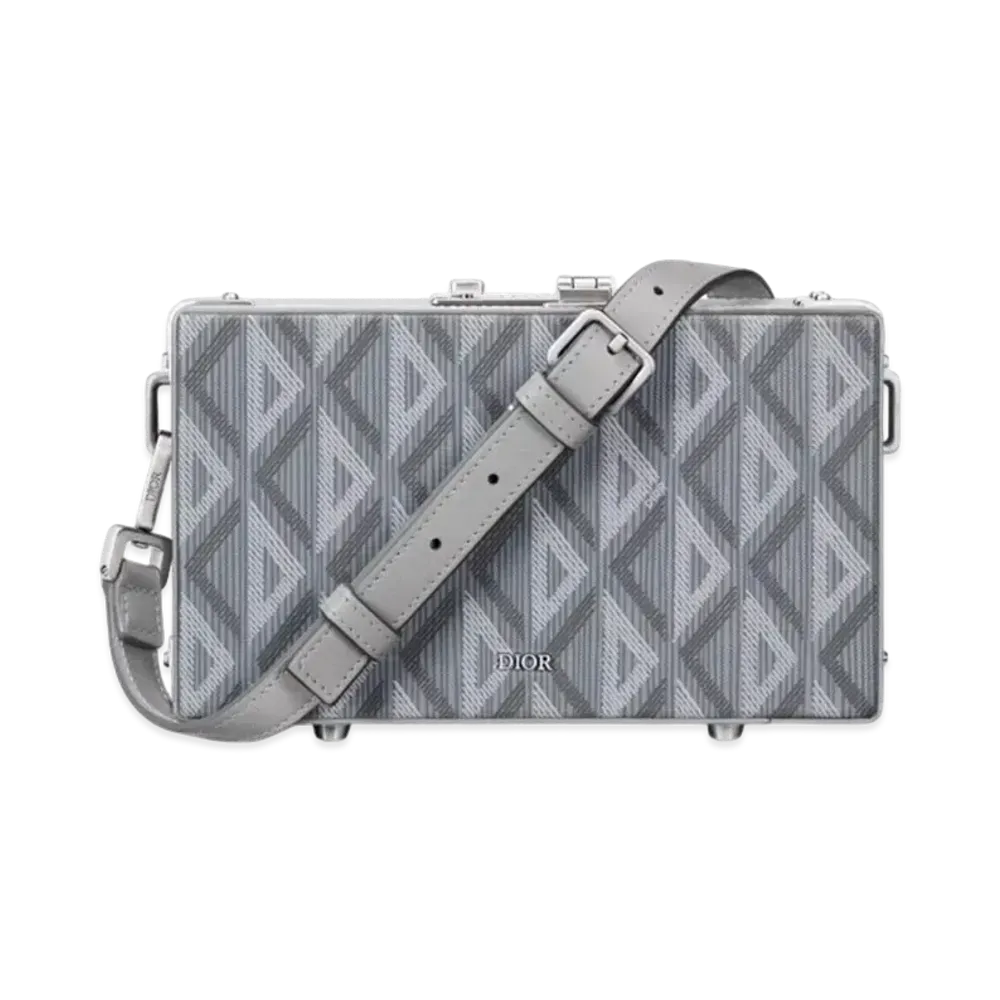 Dior Lock Mini Case Bag Strap CD Diamond Canvas Smooth Calfskin "Gray"