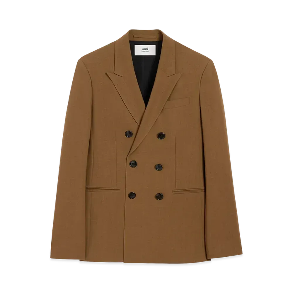 AMI PARIS Wool Double-Breasted Jacket "Hazelnut"