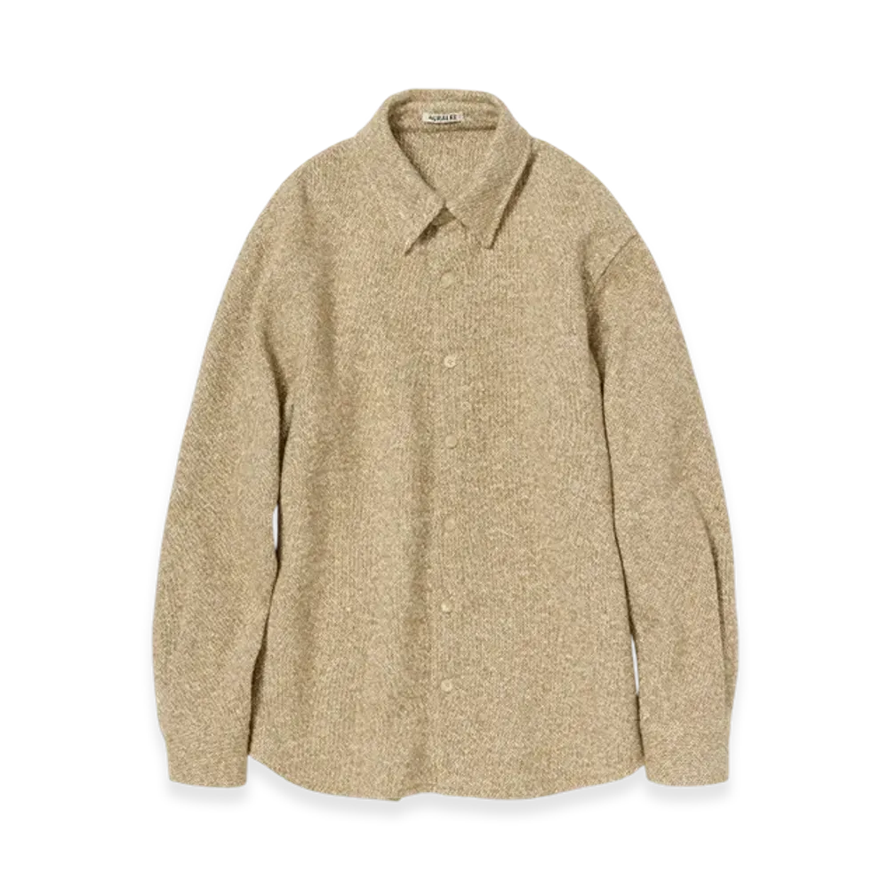 AURALEE Homespun Tweed Shirt Blouson "Camel Beige"