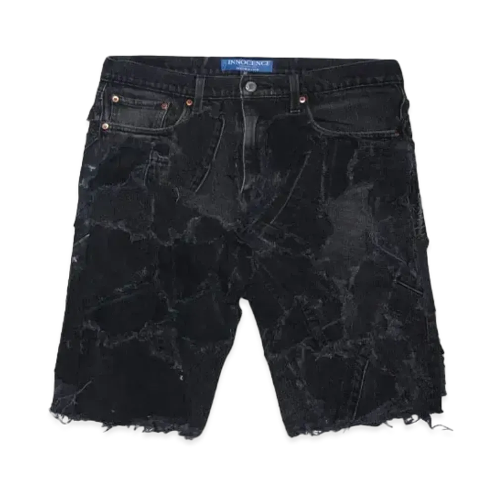 INNOCENCE NYC PATCHWORK DENIM SHORTS "BLACK"