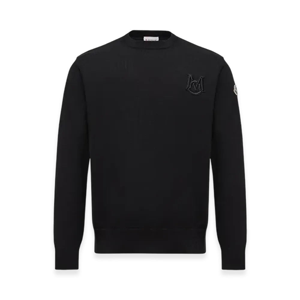 MONCLER Embroidered Monogram Cotton Jumper "Black"