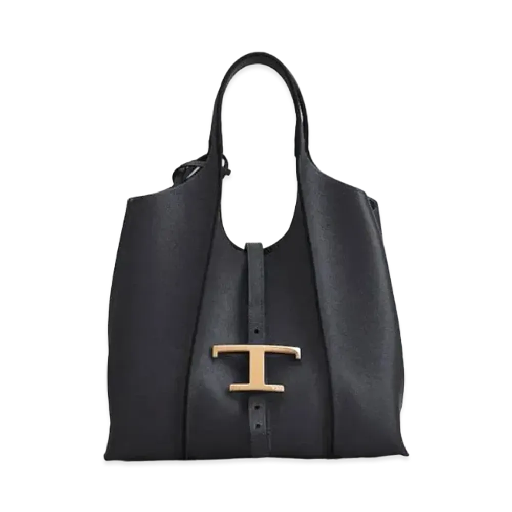 TOD'S T Timeles Leather Shopping Bag Mini "Black"