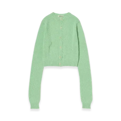 AURALEE Summer Cashmere Knit Crew Neck Cardigan "Light Green"