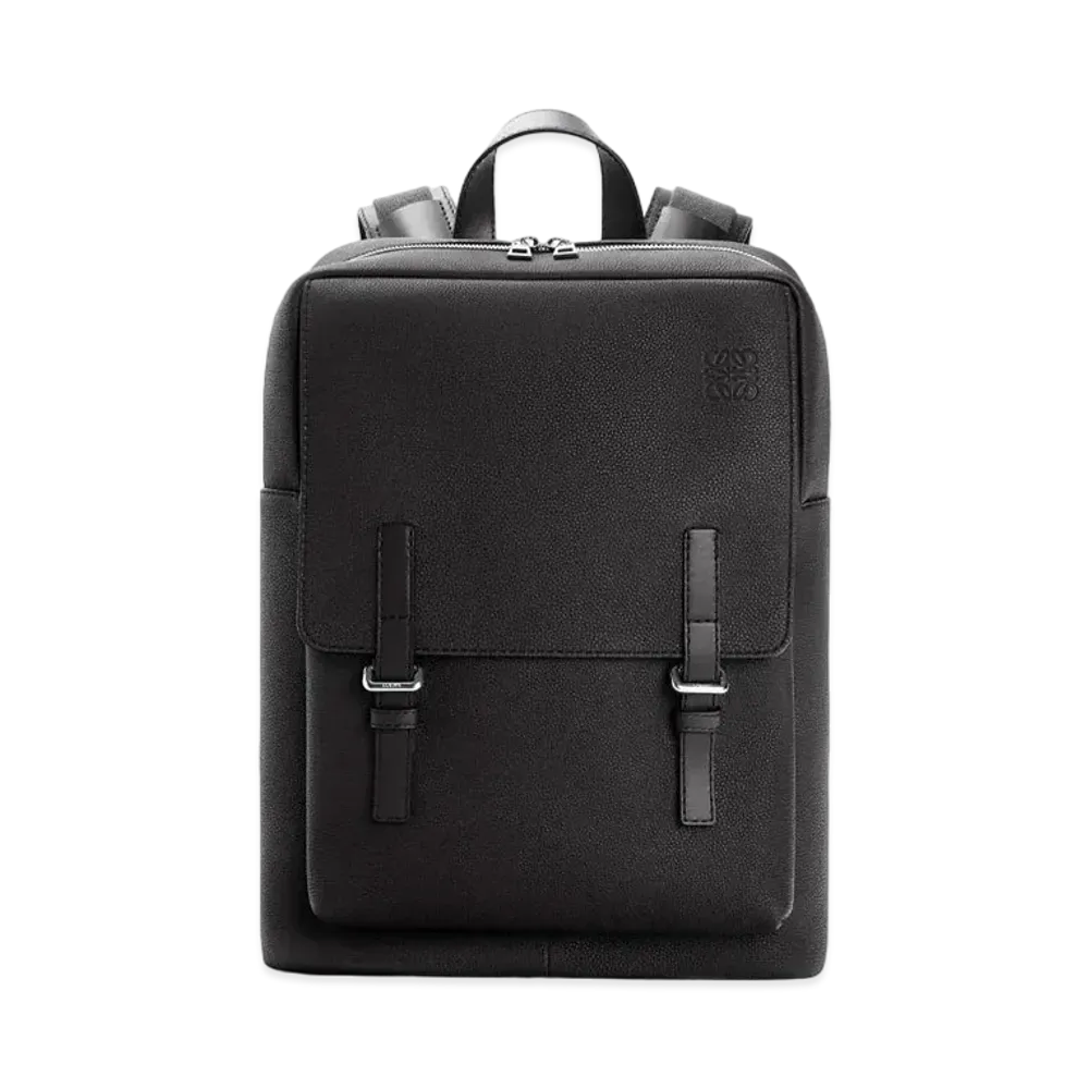 LOEWE Military Backpack In Soft Grained Calfskin "Black"