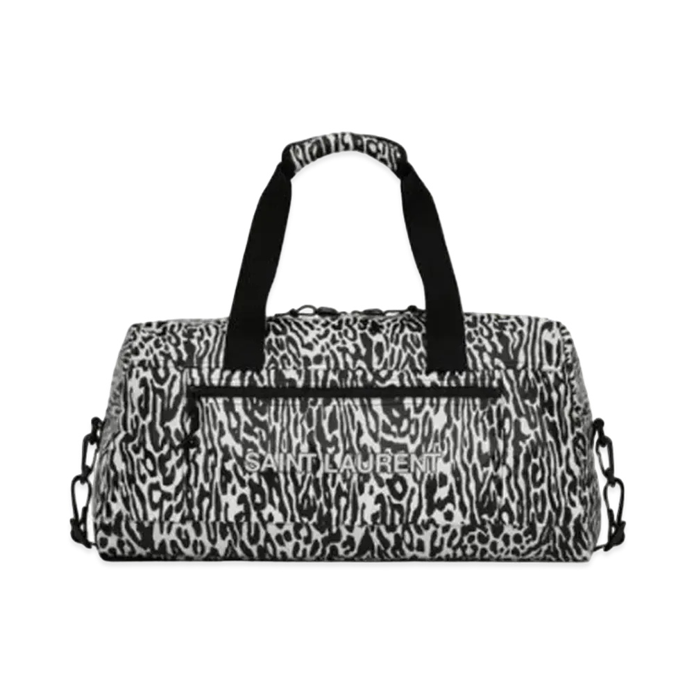 SAINT LAURENT Nuxx Duffle Bag In Metallized Nylon "Platinum Black"