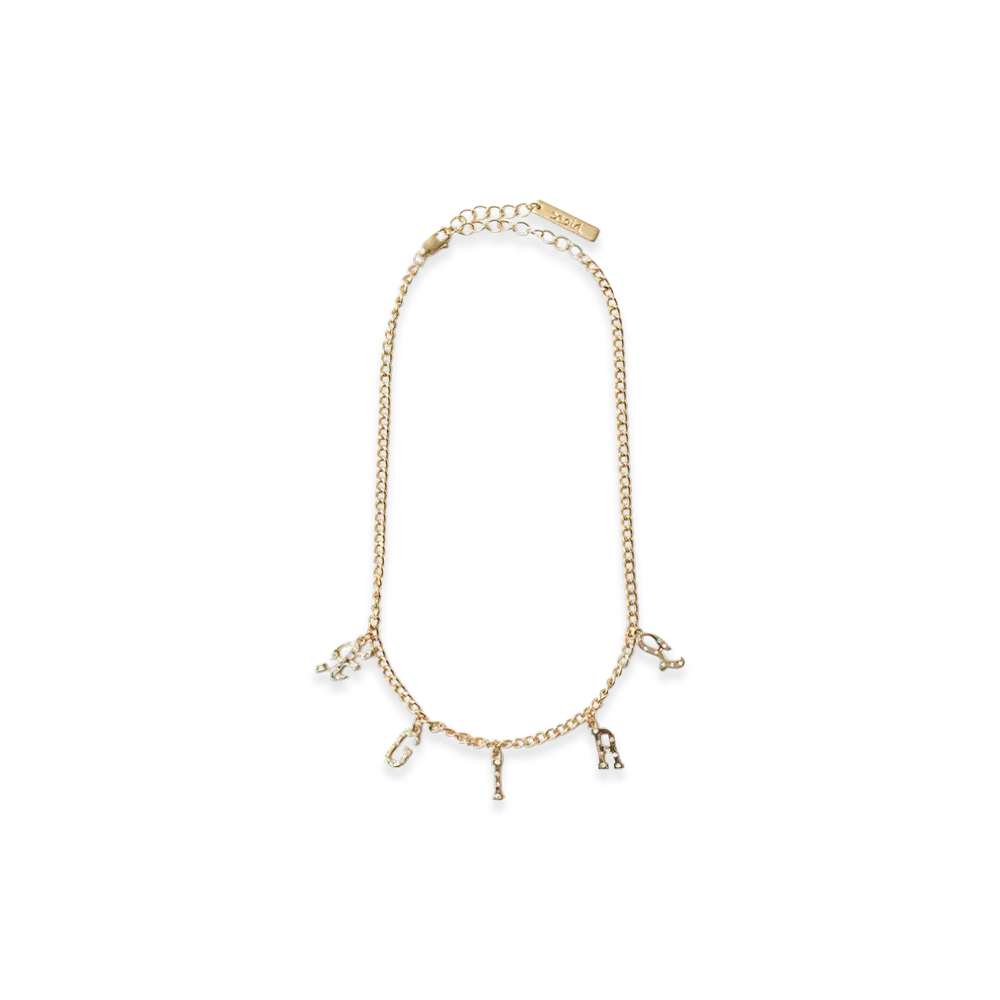 X-Girl Women's Logo And Rhinestone Necklace "Gold"