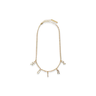 X-Girl Women's Logo And Rhinestone Necklace "Gold"