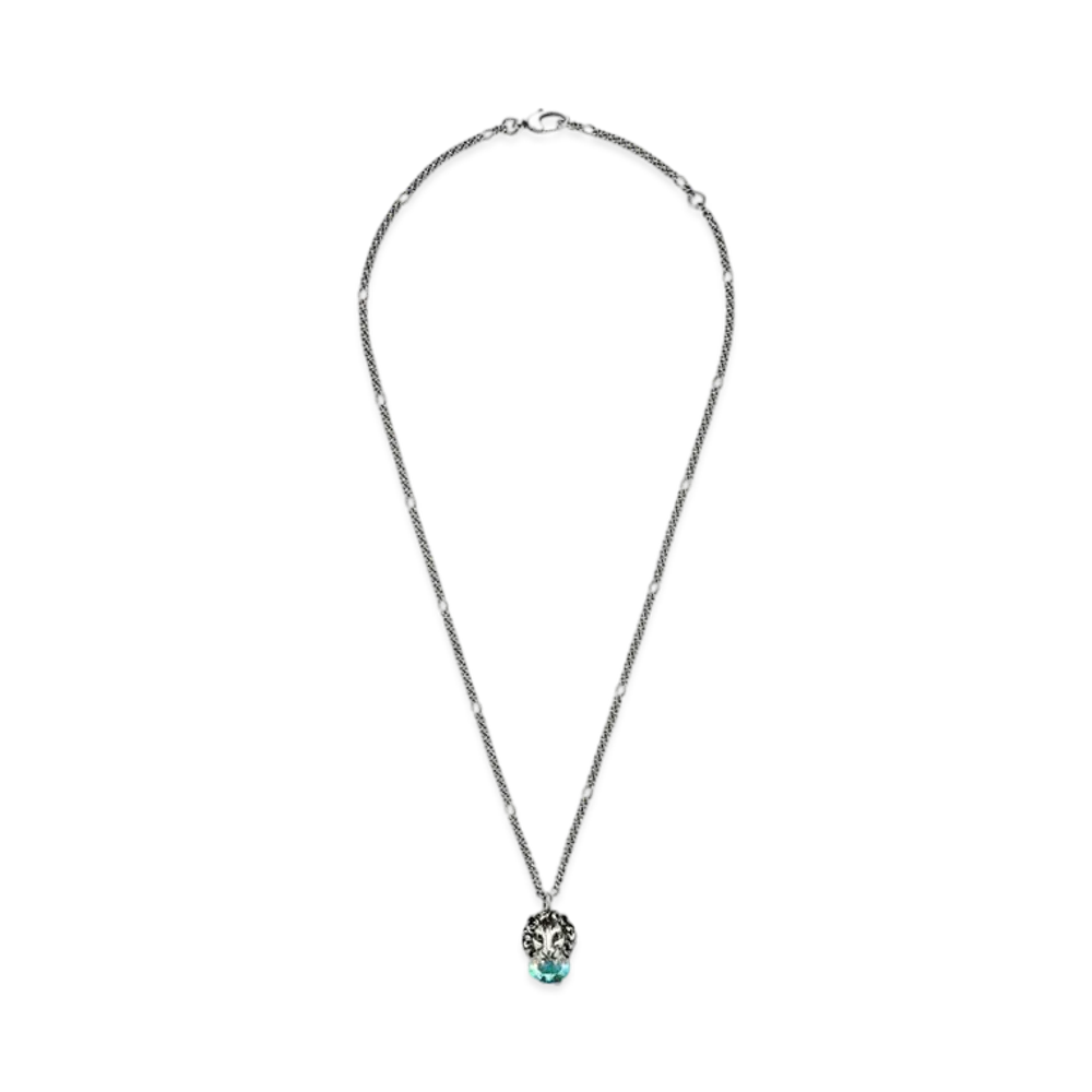 GUCCI Lion Head Necklace With Crystal "Aurora"