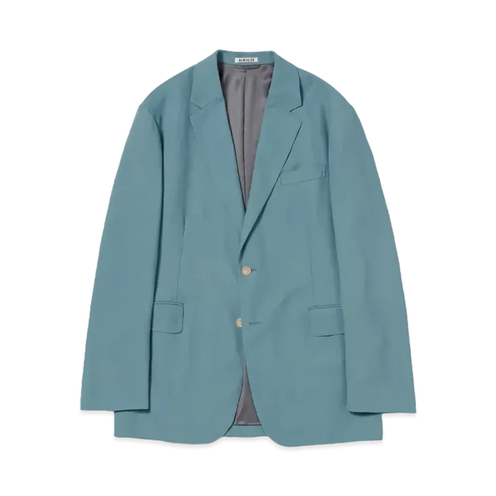 AURALEE Hard Twist Wool Dobby Jacket "Blue Grey"
