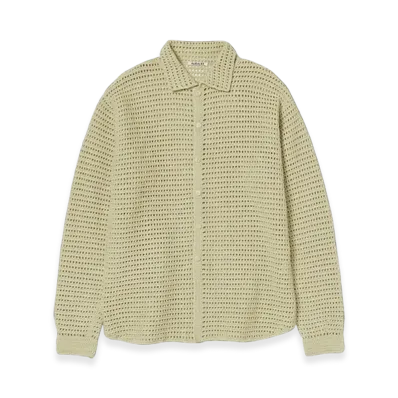 AURALEE Hand Crochet Wool Knit Shirts "Light Khaki"