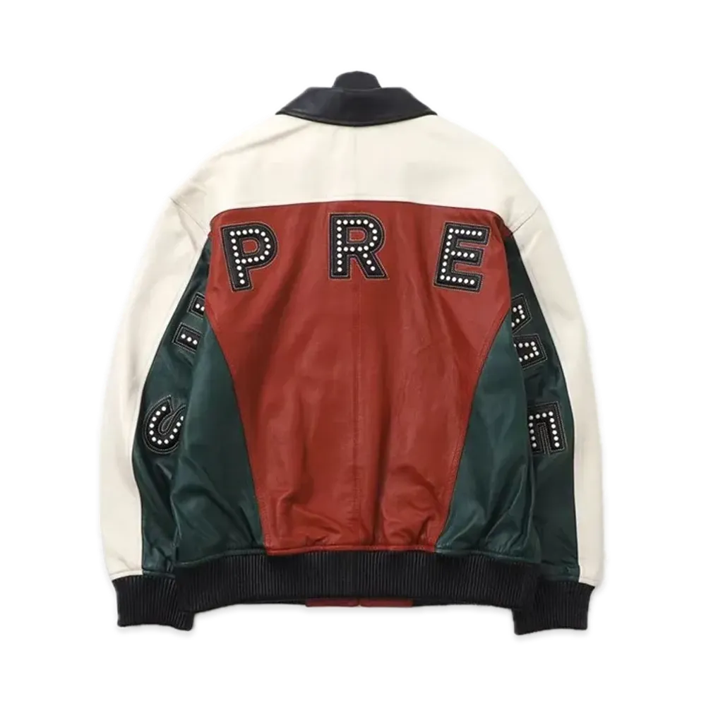 Supreme Studded Arc Logo Leather Jacket "White"