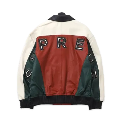 Supreme Studded Arc Logo Leather Jacket "White"