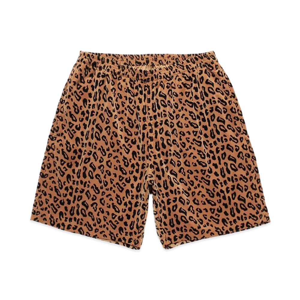 WACKO MARIA Leopard Velveteen Board Shorts "Beige"