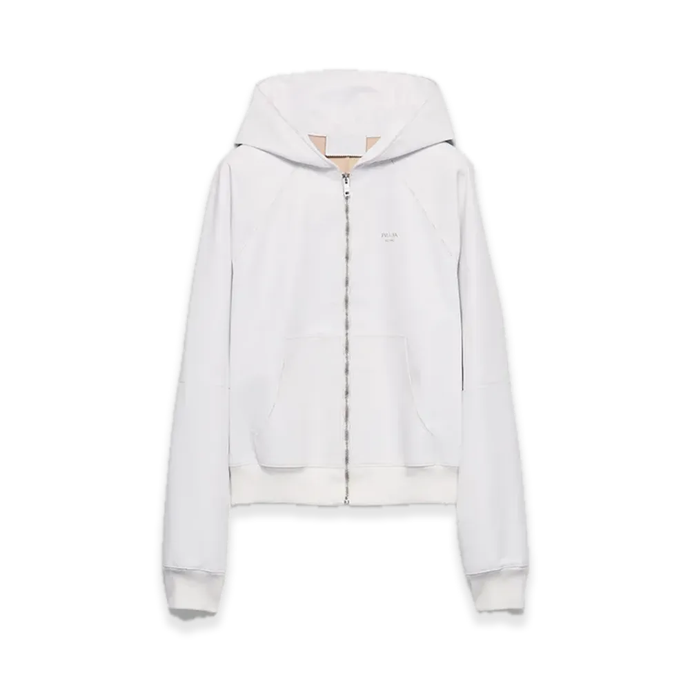 PRADA Leather Zip Hoodie "White"