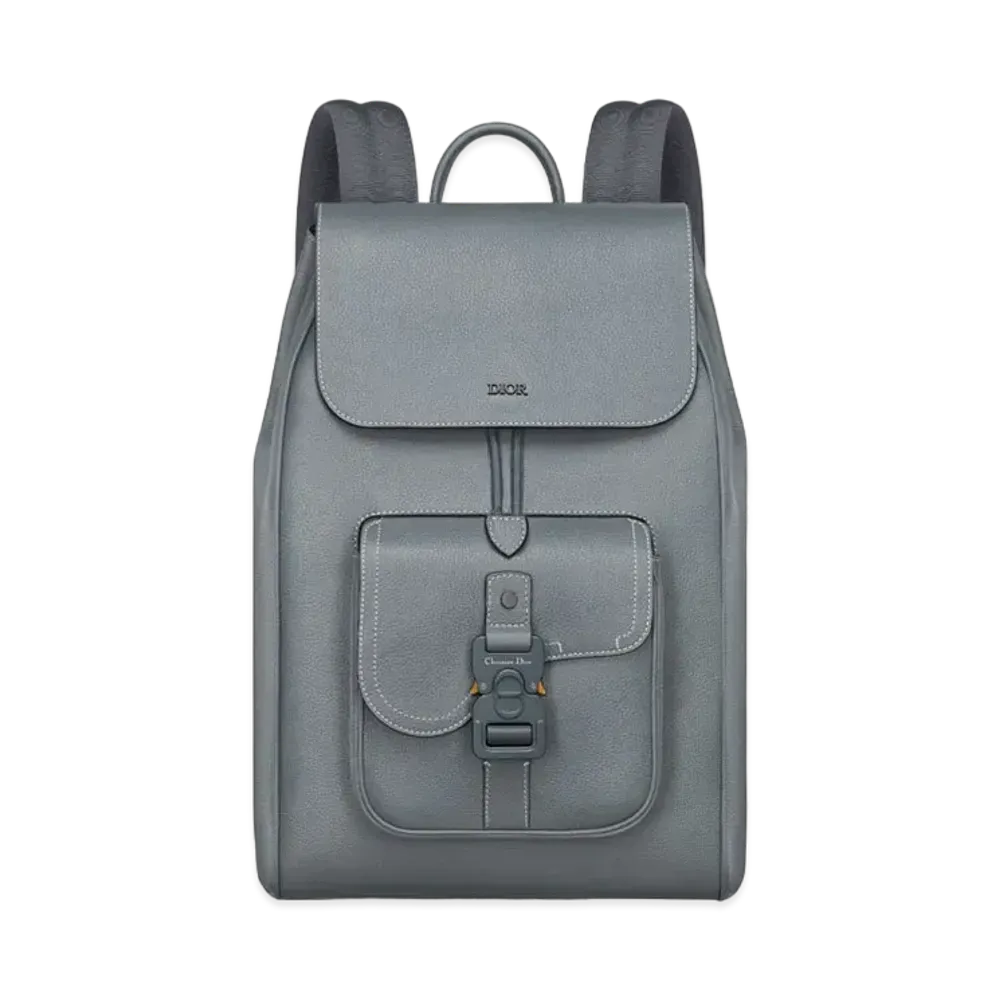 Dior Saddle Backpack Grained Calfskin with Contrasting Topstitching "Deep Gray"