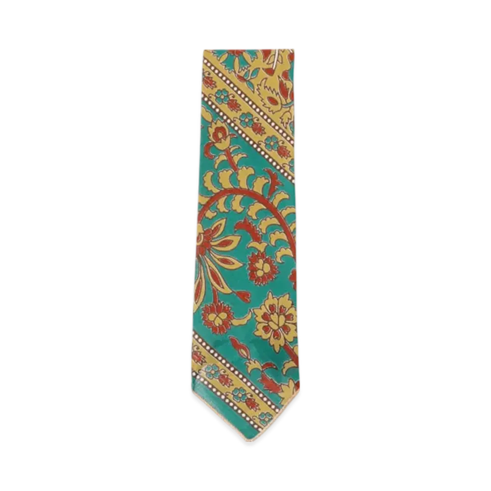 ENGINEERED GARMENTS Neck Tie - Floral Stripe Lawn "Jade/Khak"