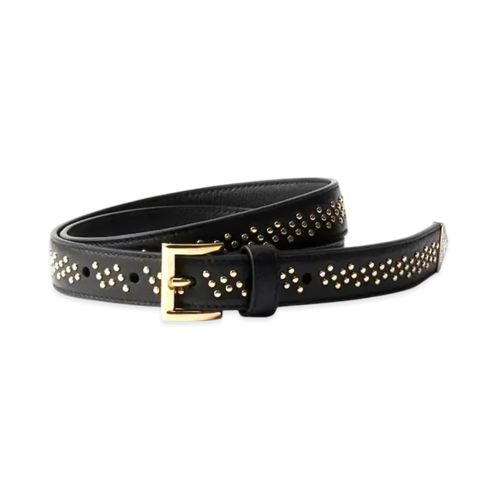 PRADA Leather Belt with Studs "Black"