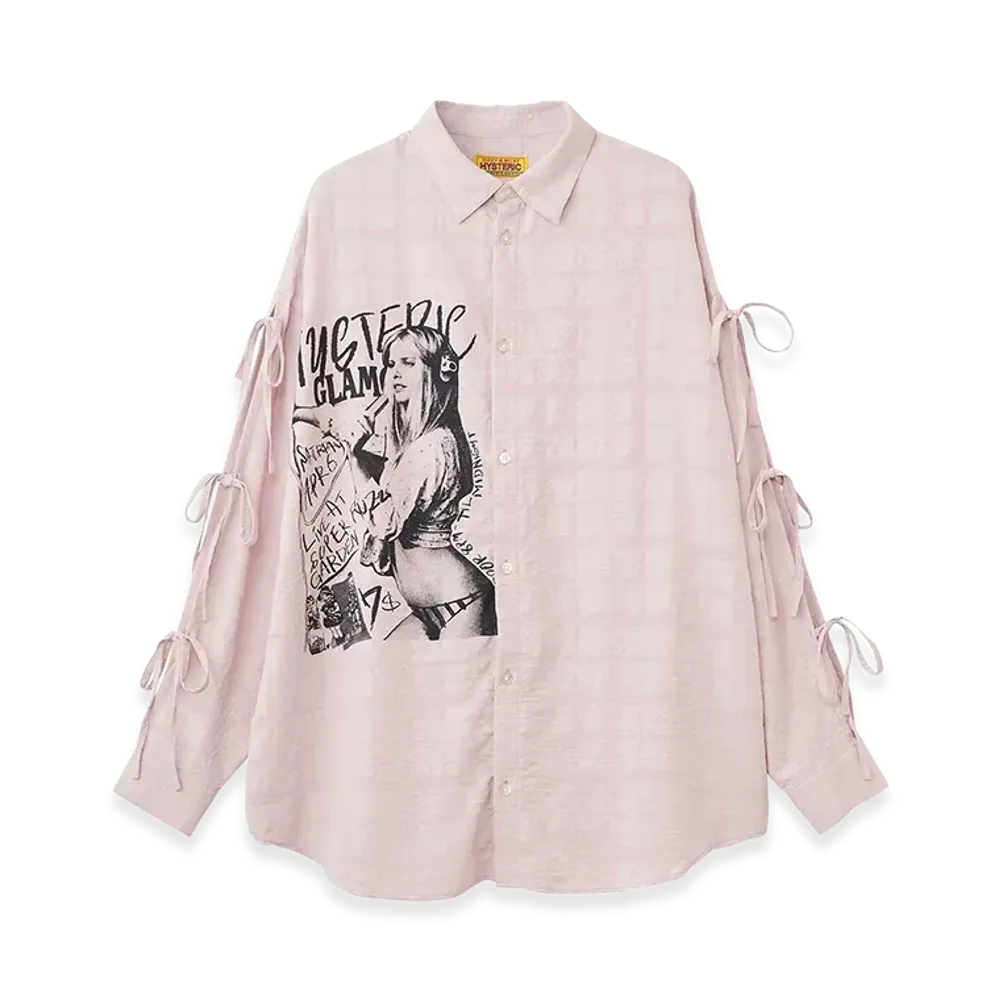 HYSTERIC GLAMOUR Hysteric Typical Girls Slit Ribbon Shirt "Pink"