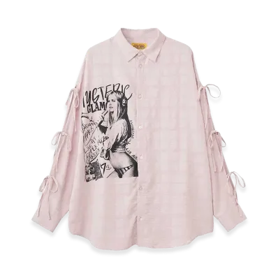 HYSTERIC GLAMOUR Hysteric Typical Girls Slit Ribbon Shirt "Pink"