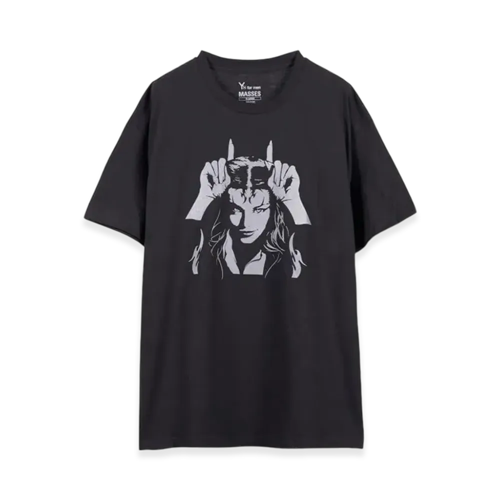 MASSES x Y's for men Round Neck Short Sleeve T B "Black"