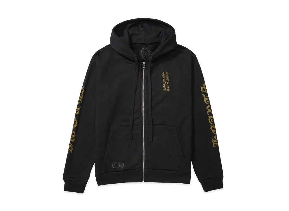 Chrome Hearts Vertical Logo Zip Up Hoodie "Black/Army Green"