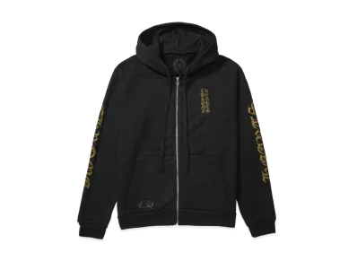 Chrome Hearts Vertical Logo Zip Up Hoodie "Black/Army Green"