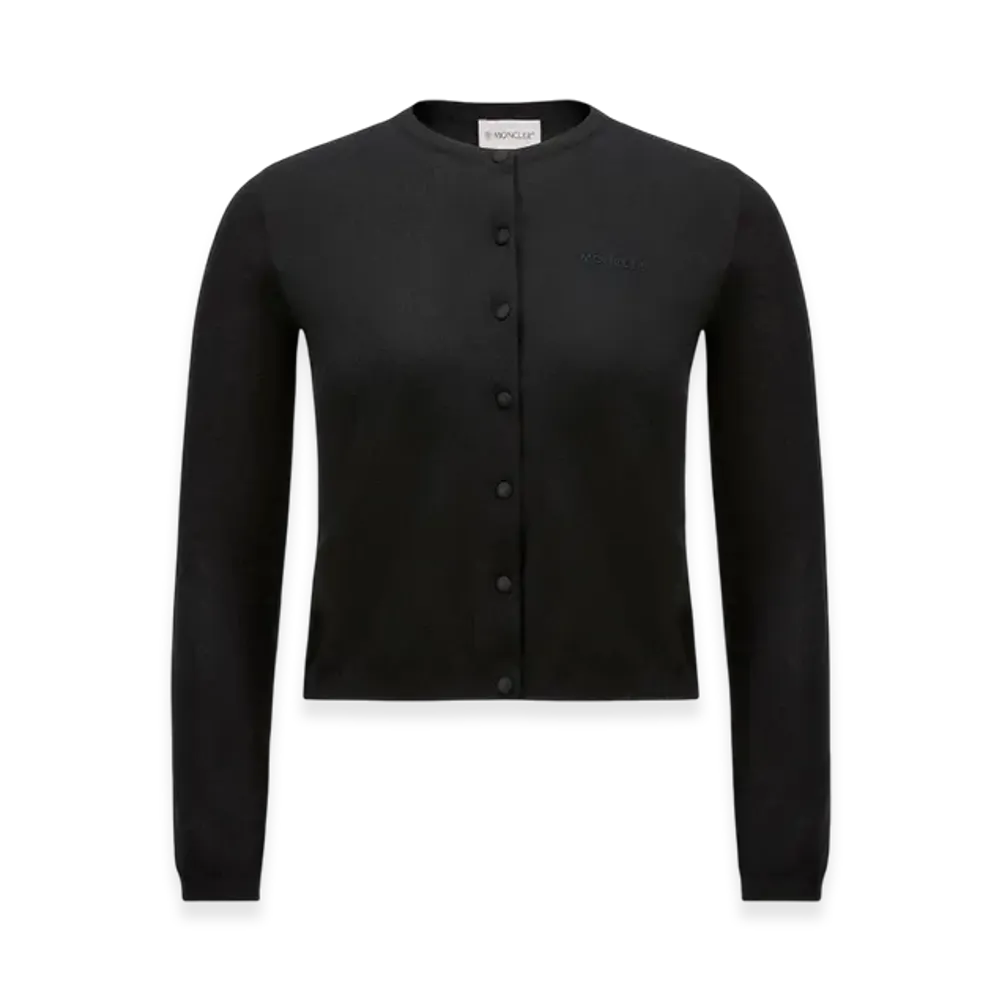 MONCLER Embroidered Logo Cotton Cardigan "Black"