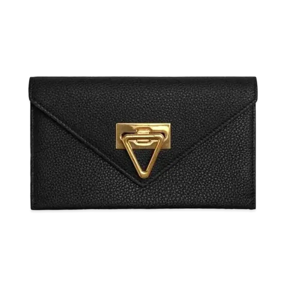 Bottega Veneta Calfskin Flap Long Wallet "Black"