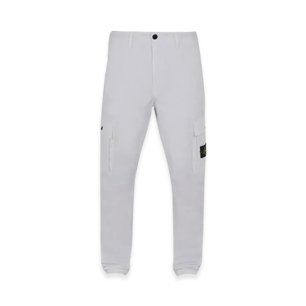 Stone Island 303WA Brushed Cotton Canvas Garment Dyed Cargo Pants - 22SS "White"