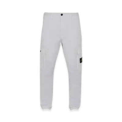 Stone Island 303WA Brushed Cotton Canvas Garment Dyed Cargo Pants - 22SS "White"