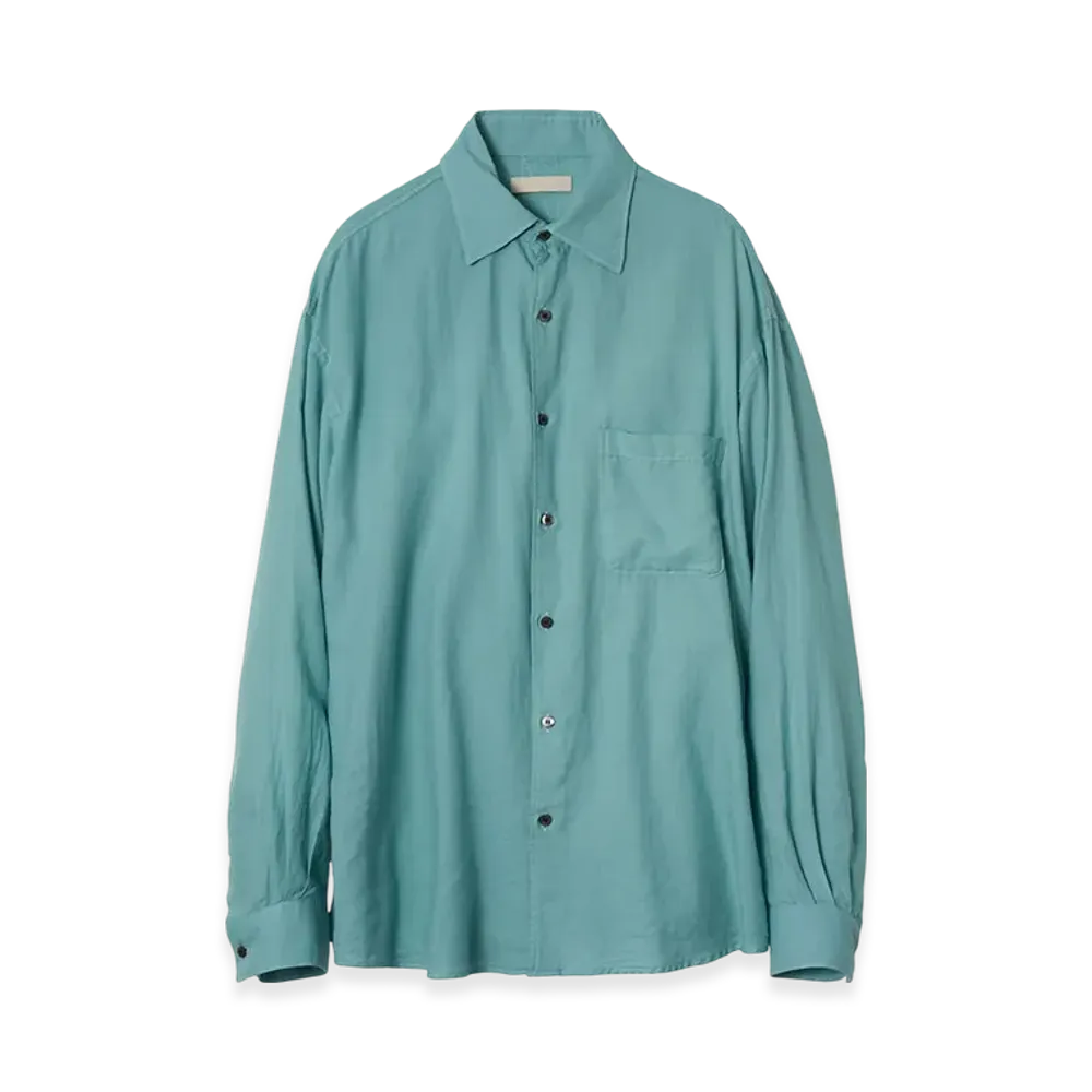 YOKE Garment Dyed Cotton Silk Twill Shirt "Sea Green"