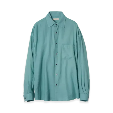 YOKE Garment Dyed Cotton Silk Twill Shirt "Sea Green"