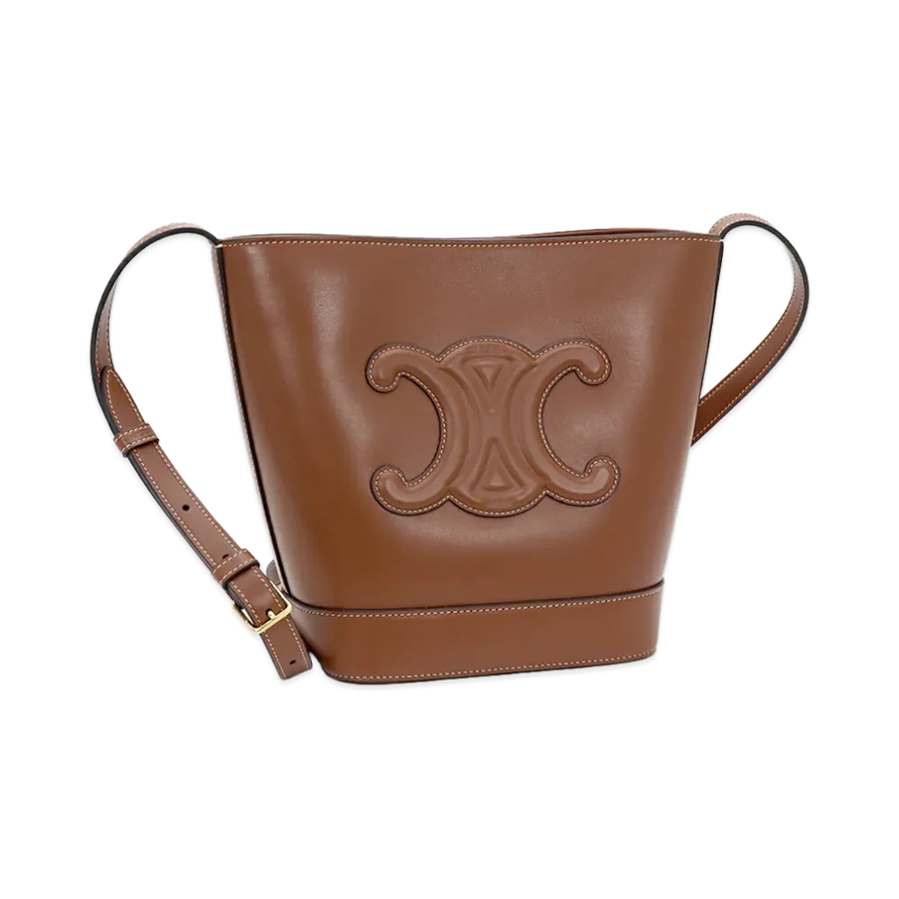 CELINE Women's Small Bucket Cuir Triomphe Shoulder Bag "Tan"
