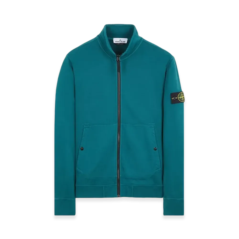 Stone Island 62820 Brushed Cotton Fleece Garment Dyed Full Zip Up Sweatshirt - 23FW "Dark Teal Green"