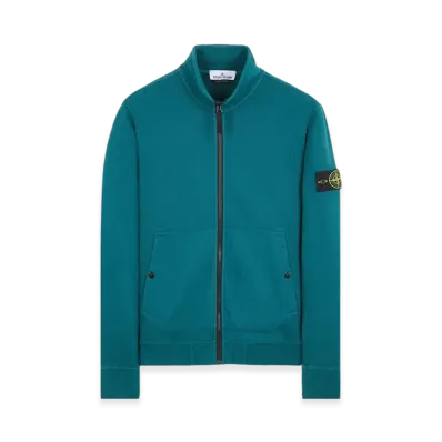 Stone Island 62820 Brushed Cotton Fleece Garment Dyed Full Zip Up Sweatshirt - 23FW "Dark Teal Green"
