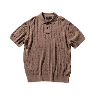 BEAMS Knit Polo Cable "Brown"