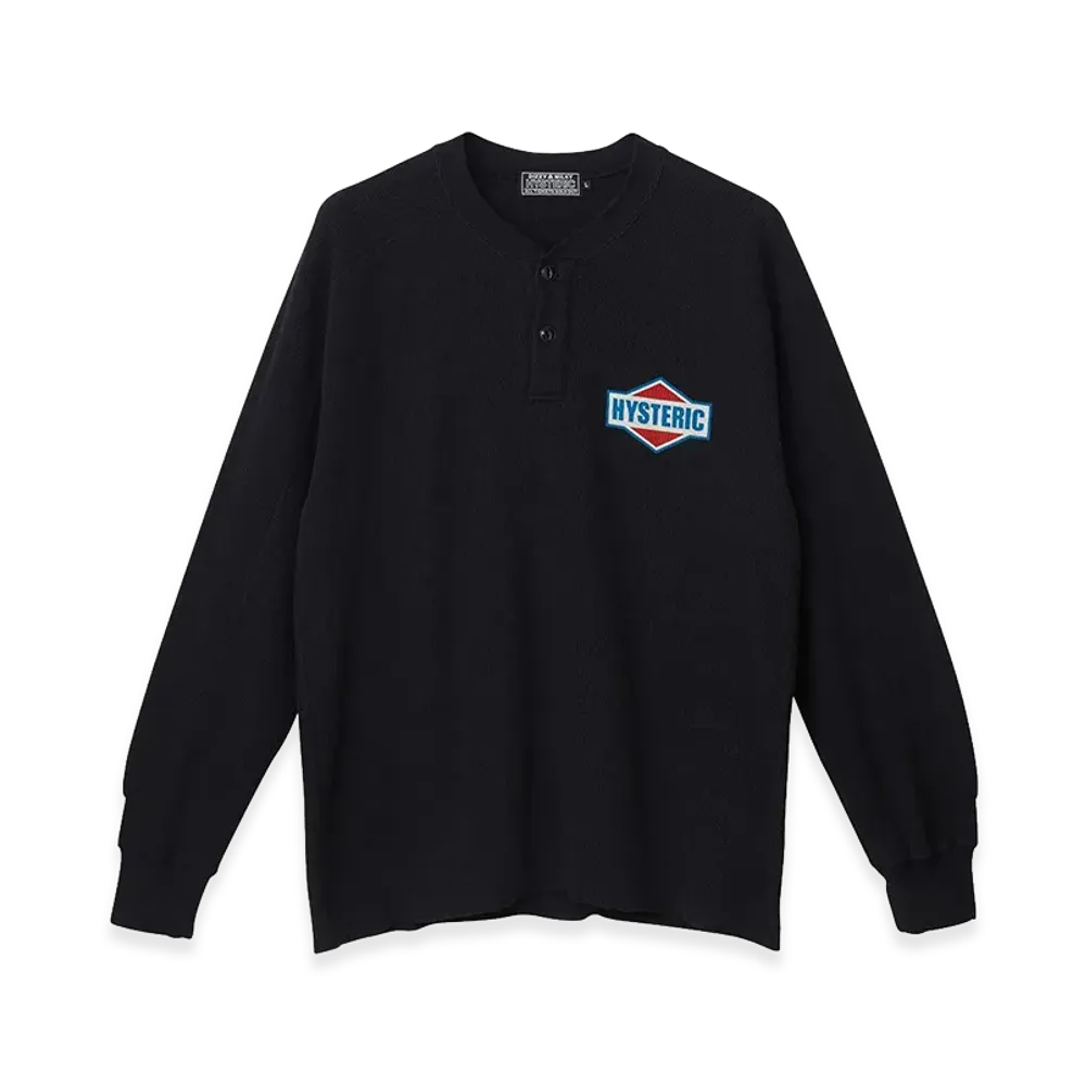 HYSTERIC GLAMOUR DIAMOND LOGO Henley Neck Sweatshirt "Black"