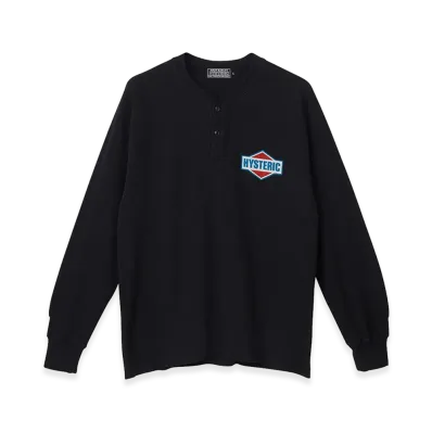 HYSTERIC GLAMOUR DIAMOND LOGO Henley Neck Sweatshirt "Black"